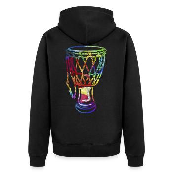 Djembe goblet drum gift - Unisex Premium Organic Zip Hoodie - black - Back - Nico (187cm)