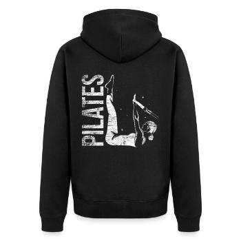 Pilates Geschenk - Unisex Premium Bio Zip Hoodie - Schwarz - Hinten - Nico (187cm)