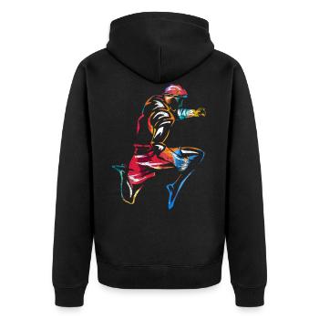 Muay Thai Fighter Geschenk - Unisex Premium Bio Zip Hoodie - Schwarz - Hinten - Nico (187cm)