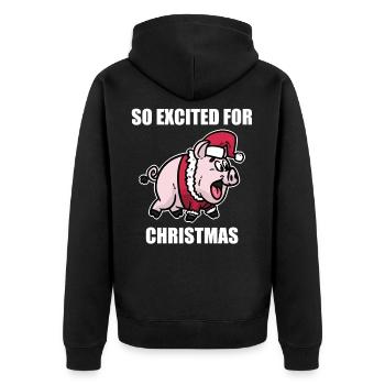 Schwein Weihnachten - Unisex Premium Bio Zip Hoodie - Schwarz - Hinten - Nico (187cm)