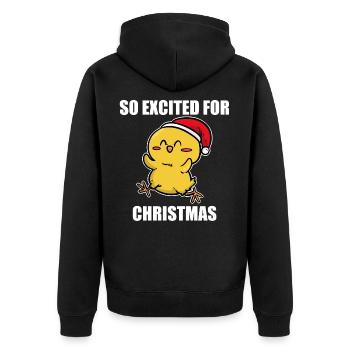 Vogel Weihnachten - Unisex Premium Bio Zip Hoodie - Schwarz - Hinten - Nico (187cm)