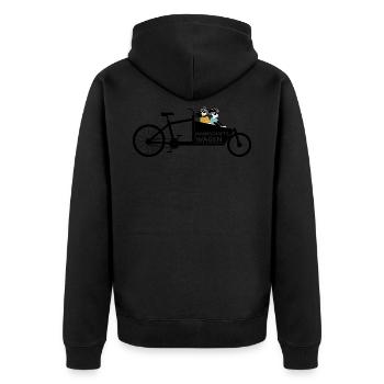 Lastenrad als Mannschaftswagen - Unisex Premium Bio Zip Hoodie - Schwarz - Hinten - Nico (187cm)