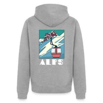 Alpen - Unisex Premium Bio Zip Hoodie - Grau meliert - Hinten - Nico (187cm)