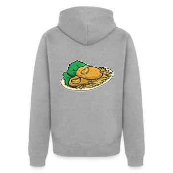 Wiener schnitzel - Unisex Premium Bio Zip Hoodie - Grau meliert - Hinten - Nico (187cm)