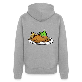 Wiener schnitzel - Unisex Premium Bio Zip Hoodie - Grau meliert - Hinten - Nico (187cm)