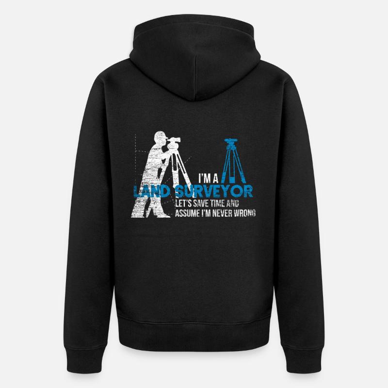 Vermessungstechniker Geschenk - Unisex Premium Bio Zip Hoodie - Schwarz