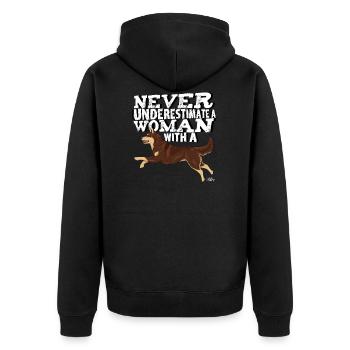porokoiraunderestimate3 - Unisex Premium Bio Zip Hoodie - Schwarz - Hinten - Nico (187cm)
