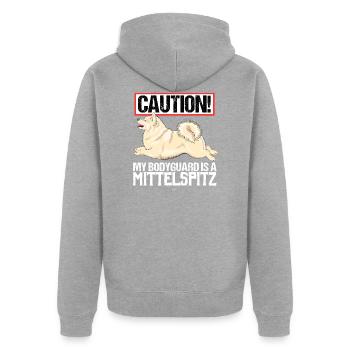 mittelguard4 - Unisex Premium Bio Zip Hoodie - Grau meliert - Hinten - Nico (187cm)