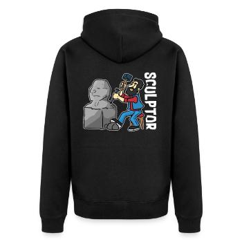 Sculpture Sculptor - Unisex Premium Organic Zip Hoodie - black - Back - Nico (187cm)