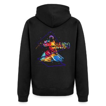 Iaido Kata Geschenk - Unisex Premium Bio Zip Hoodie - Schwarz - Hinten - Nico (187cm)