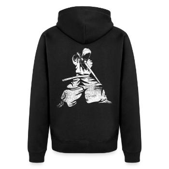 Iaido Cadeau - Veste à capuche bio Premium Unisexe - noir - Dos - Nico (187cm)