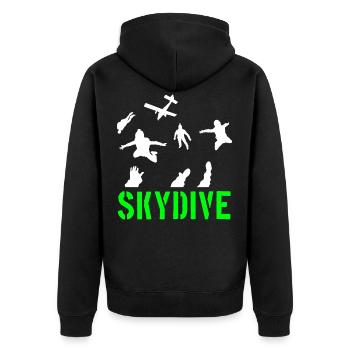 Skydive, Fallschirmspringer, Freefly, Geschenk - Unisex Premium Bio Zip Hoodie - Schwarz - Hinten - Nico (187cm)