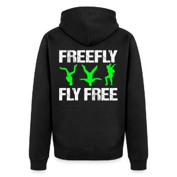 Skydive Freefly, Fallschirm, Fallschirmspringer - Unisex Premium Bio Zip Hoodie - Schwarz - Hinten - Nico (187cm)
