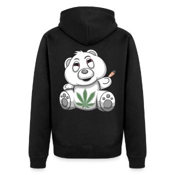 Teddy Bär Kiffer Bärchen Kiffen Gras Weed - Unisex Premium Bio Zip Hoodie - Schwarz - Hinten - Nico (187cm)
