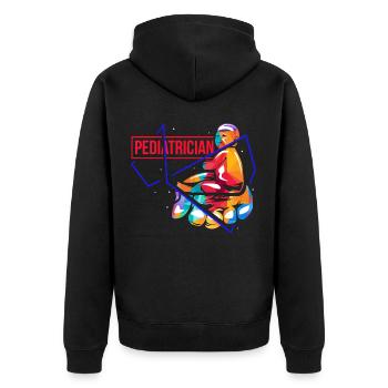 Pediatrician - Unisex Premium Organic Zip Hoodie - black - Back - Nico (187cm)