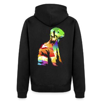 Bedlington Terrier - Unisex Premium Organic Zip Hoodie - black - Back - Nico (187cm)
