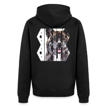 Akita NASSU VI - Unisex Premium Organic Zip Hoodie - black - Back - Nico (187cm)