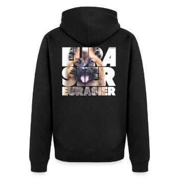 Eurasier I - Unisex Premium Organic Zip Hoodie - black - Back - Nico (187cm)