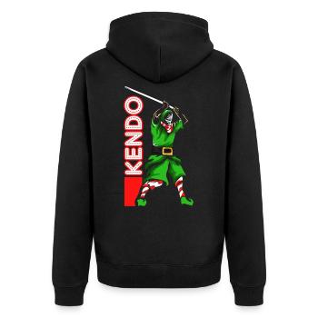 Kendo Christmas gift - Unisex Premium Organic Zip Hoodie - black - Back - Nico (187cm)
