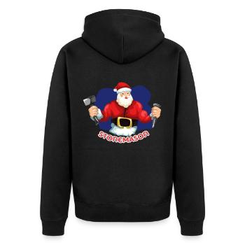 Steinmetz Weihnachten Geschenk - Unisex Premium Bio Zip Hoodie - Schwarz - Hinten - Nico (187cm)