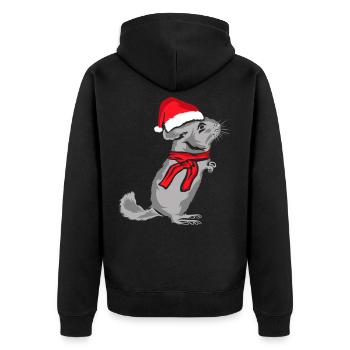 Chinchilla Weihnachten - Unisex Premium Bio Zip Hoodie - Schwarz - Hinten - Nico (187cm)
