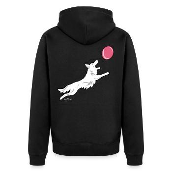 whiteshepballoon - Unisex Premium Bio Zip Hoodie - Schwarz - Hinten - Nico (187cm)