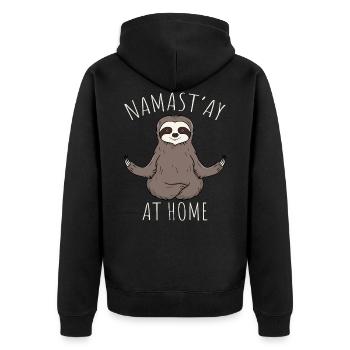 Sloth Namaste At Home Yoga Meditation Gift - Unisex Premium Organic Zip Hoodie - black - Back - Nico (187cm)