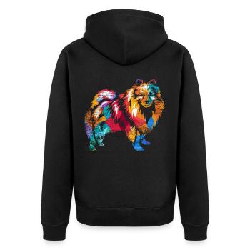 Keeshond - Unisex Premium Bio Zip Hoodie - Schwarz - Hinten - Nico (187cm)