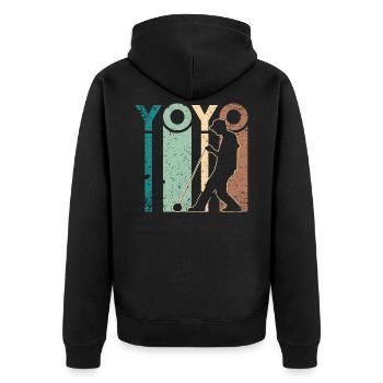 YOYO retro vintage Geschenk - Unisex Premium Bio Zip Hoodie - Schwarz - Hinten - Nico (187cm)