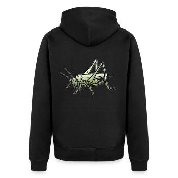 Heuschrecke - Unisex Premium Bio Zip Hoodie - Schwarz - Hinten - Nico (187cm)