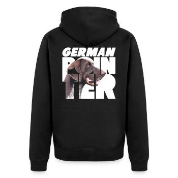 German Pointer VI - Unisex Premium Organic Zip Hoodie - black - Back - Nico (187cm)