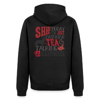 SHH Schapendoes 5 - Unisex Premium Bio Zip Hoodie - Schwarz - Hinten - Nico (187cm)
