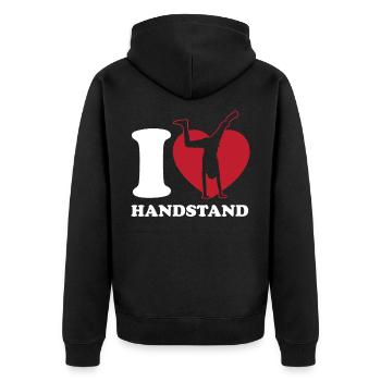 Handstand love - Unisex Premium Bio Zip Hoodie - Schwarz - Hinten - Nico (187cm)