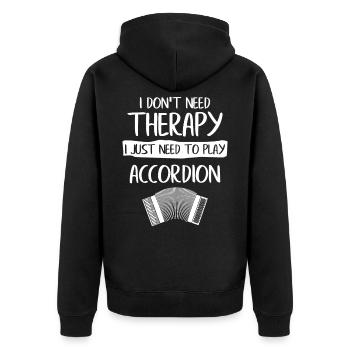 Akkordeon Geschenkidee - Unisex Premium Bio Zip Hoodie - Schwarz - Hinten - Nico (187cm)
