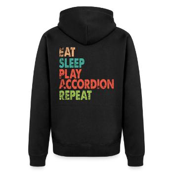 Musiker Akkordeon Geschenkidee - Unisex Premium Bio Zip Hoodie - Schwarz - Hinten - Nico (187cm)