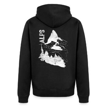 Alpen Matterhorn Schweiz Geschenk - Unisex Premium Bio Zip Hoodie - Schwarz - Hinten - Nico (187cm)