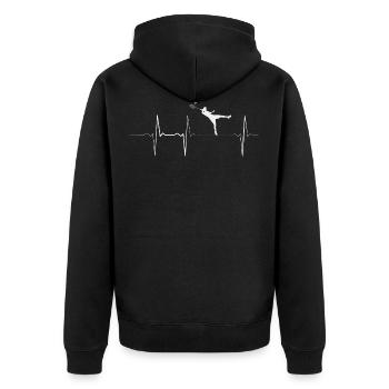 Badminton - Unisex Premium Bio Zip Hoodie - Schwarz - Hinten - Nico (187cm)