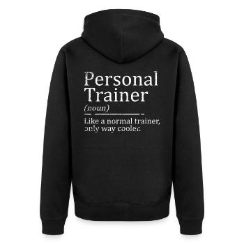 Fitnesstrainer Personal Trainer - Unisex Premium Bio Zip Hoodie - Schwarz - Hinten - Nico (187cm)
