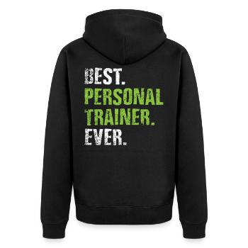 Personal Trainer - Unisex Premium Organic Zip Hoodie - black - Back - Nico (187cm)