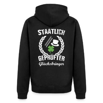 Kaminkehrer Handwerker - Unisex Premium Bio Zip Hoodie - Schwarz - Hinten - Nico (187cm)