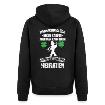 Schornsteinfeger Geschenkidee - Unisex Premium Bio Zip Hoodie - Schwarz - Hinten - Nico (187cm)