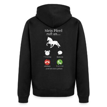 Pferde Pferdespruch - Unisex Premium Bio Zip Hoodie - Schwarz - Hinten - Nico (187cm)
