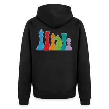 chess - Unisex Premium Organic Zip Hoodie - black - Back - Nico (187cm)
