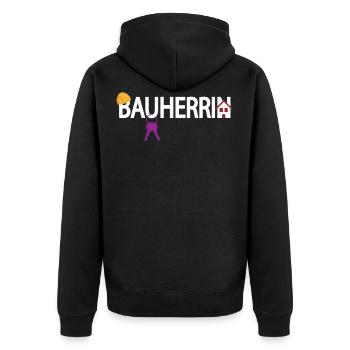 Bauherrin - Unisex Premium Bio Zip Hoodie - Schwarz - Hinten - Nico (187cm)