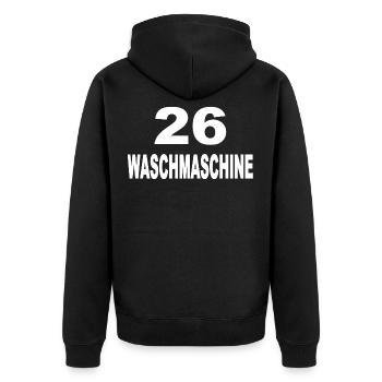 26 Dart Darts Waschmaschine - Unisex Premium Bio Zip Hoodie - Schwarz - Hinten - Nico (187cm)