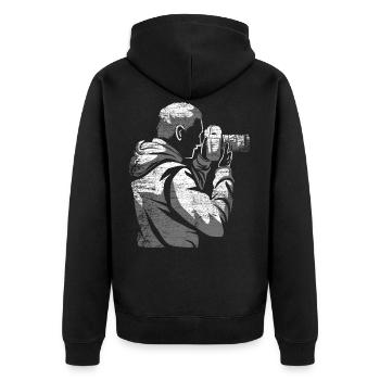 Fotograf Kamera Geschenk - Unisex Premium Bio Zip Hoodie - Schwarz - Hinten - Nico (187cm)