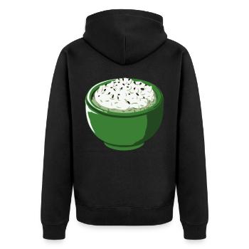 Rice - Korean rice - Unisex Premium Organic Zip Hoodie - black - Back - Nico (187cm)