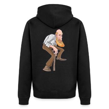 Caricature de vieil homme - Veste à capuche bio Premium Unisexe - noir - Dos - Nico (187cm)