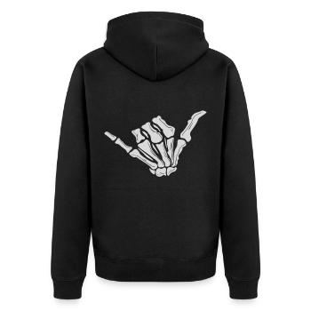 Skeleton Hand We Good - Unisex Premium Organic Zip Hoodie - black - Back - Nico (187cm)