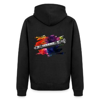 Blockflöte - Unisex Premium Bio Zip Hoodie - Schwarz - Hinten - Nico (187cm)